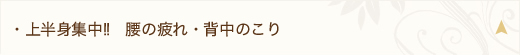 上半身集中!! 腰の疲れ・背中のこり